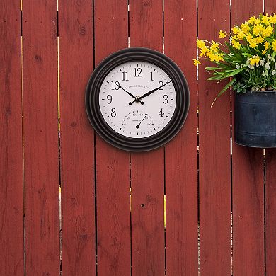 La Crosse Technology 8-in. Colby Indoor / Outdoor Quartz Analog Wall Clock with Temperature