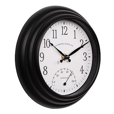 La Crosse Technology 8-in. Colby Indoor / Outdoor Quartz Analog Wall Clock with Temperature