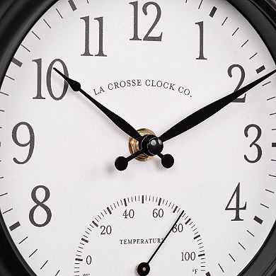 La Crosse Technology 8-in. Colby Indoor / Outdoor Quartz Analog Wall Clock with Temperature