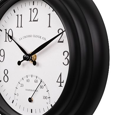 La Crosse Technology 8-in. Colby Indoor / Outdoor Quartz Analog Wall Clock with Temperature