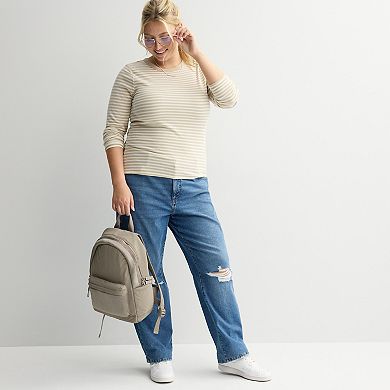 Juniors' Plus Size SO® Long Sleeve Rib Crew Top