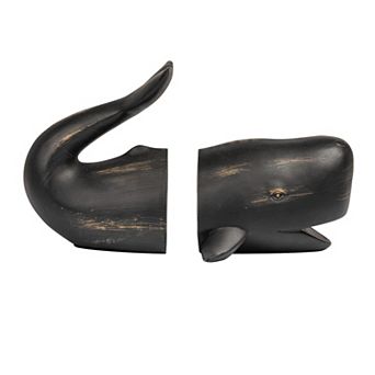 Storied Home Distressed Resin Whale Bookends 2 pc Set