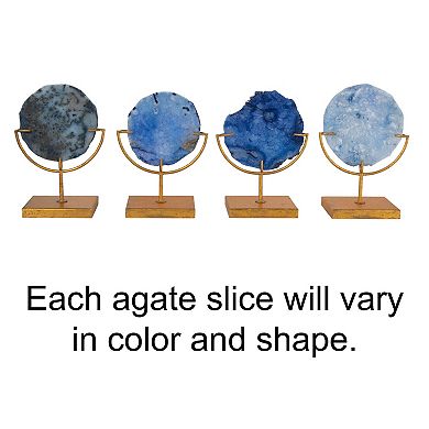 Storied Home Agate Slice Sculpture on Metal Stand Table Decor