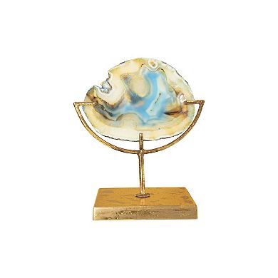Storied Home Agate Slice Sculpture on Metal Stand Table Decor
