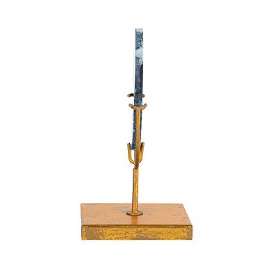 Storied Home Agate Slice Sculpture on Metal Stand Table Decor