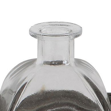 Storied Home Distressed Rectangular Tray with Handles & Glass Vases 6-pc. Set