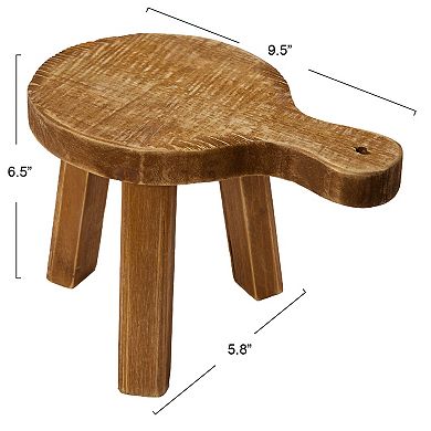 Storied Home Fir Wood Pedestal Table Decor