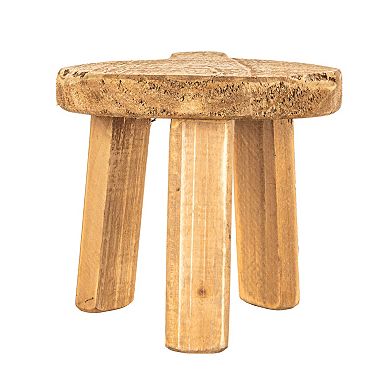 Storied Home Fir Wood Pedestal Table Decor