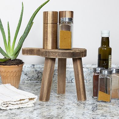 Storied Home Fir Wood Pedestal Table Decor