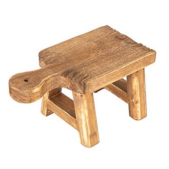 Storied Home Small Rectangular Wood Pedestal with Handle Table Decor