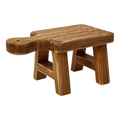 Storied Home Small Rectangular Wood Pedestal with Handle Table Decor