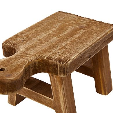 Storied Home Small Rectangular Wood Pedestal with Handle Table Decor