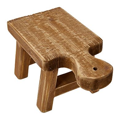 Storied Home Small Rectangular Wood Pedestal with Handle Table Decor