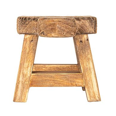 Storied Home Small Rectangular Wood Pedestal with Handle Table Decor