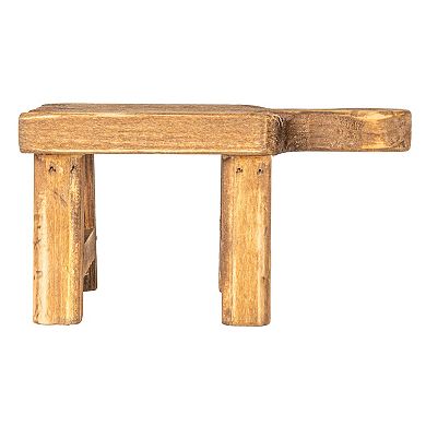 Storied Home Small Rectangular Wood Pedestal with Handle Table Decor
