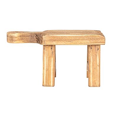Storied Home Small Rectangular Wood Pedestal with Handle Table Decor
