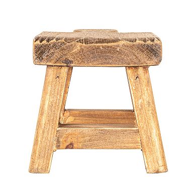 Storied Home Small Rectangular Wood Pedestal with Handle Table Decor