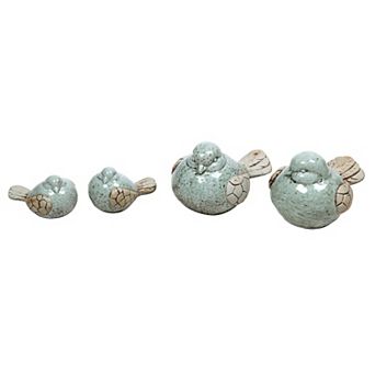 Storied Home Stoneware Bird Figurine Table Decor 4 pc Set