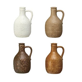 Storied Home Bohemian Charm Stoneware Vase with Handle Table Decor 4 pc Set