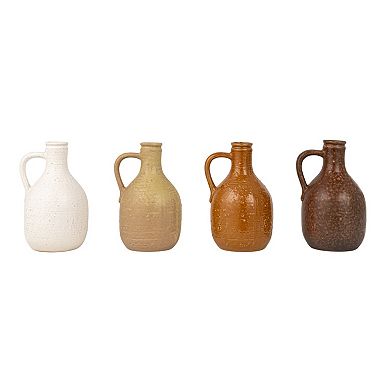 Storied Home Bohemian Charm Stoneware Vase with Handle Table Decor 4-pc. Set
