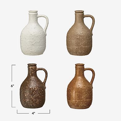 Storied Home Bohemian Charm Stoneware Vase with Handle Table Decor 4-pc. Set
