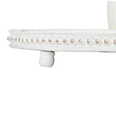 Storied Home Round 3-Tier Decorative Wood Tray Table Decor