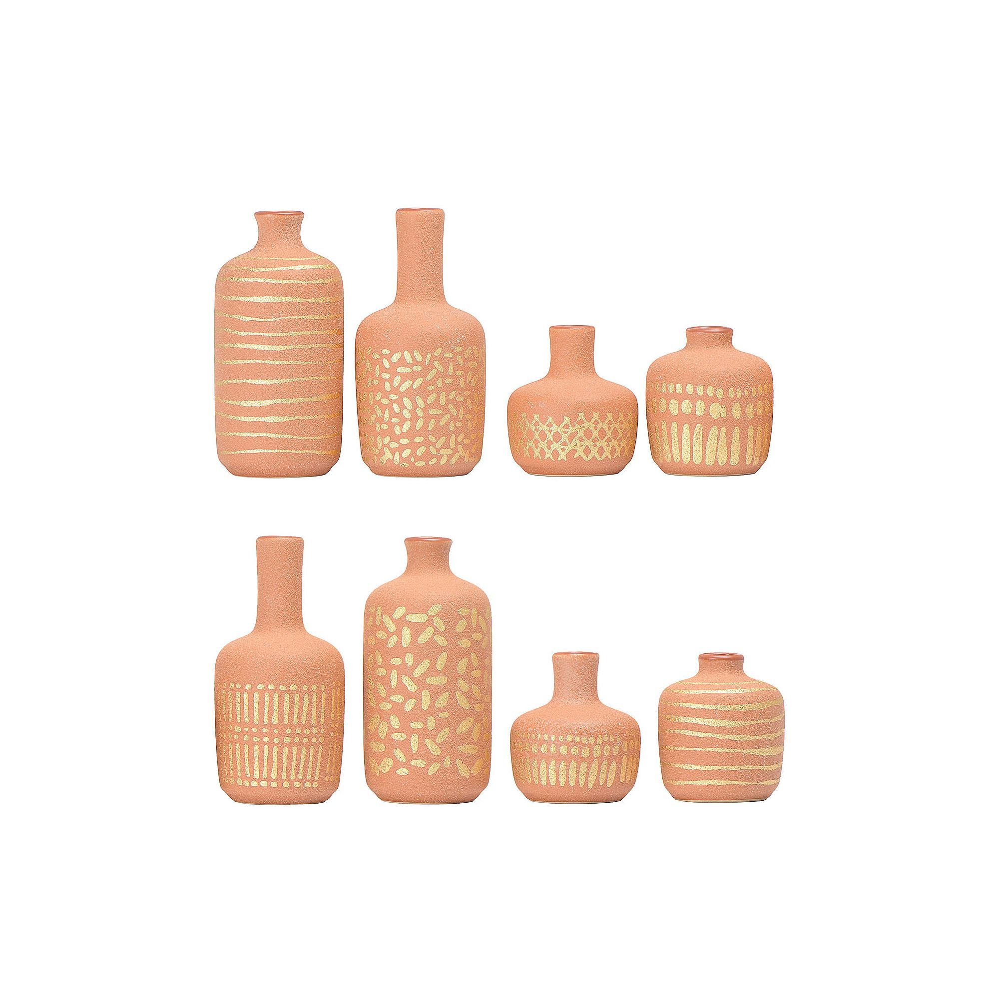 Storied Home Stoneware Gold Pattern Vase Table Decor 8-pc. Set, Multi