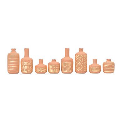 Storied Home Stoneware Gold Pattern Vase Table Decor 8-pc. Set