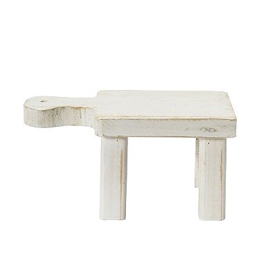 Storied Home White Wood Pedestal with Handle Table Decor