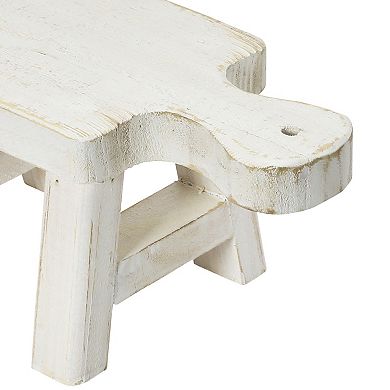 Storied Home White Wood Pedestal with Handle Table Decor