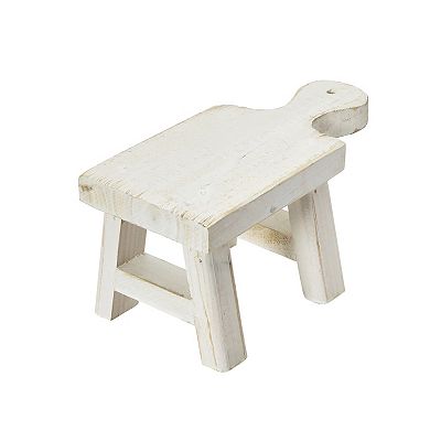 Storied Home White Wood Pedestal with Handle Table Decor