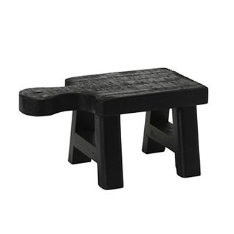 Storied Home Black Wooden Pedestal with Handle Table Decor