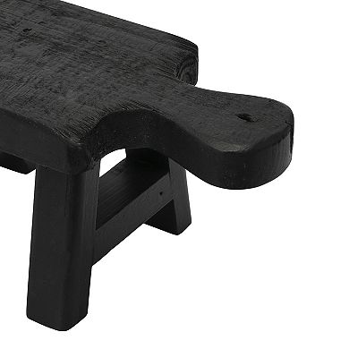 Storied Home Black Wooden Pedestal with Handle Table Decor