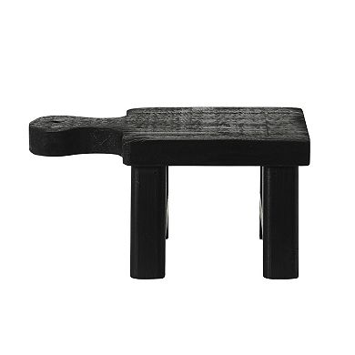 Storied Home Black Wooden Pedestal with Handle Table Decor