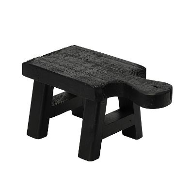 Storied Home Black Wooden Pedestal with Handle Table Decor