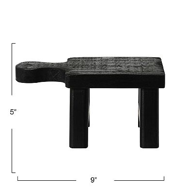 Storied Home Black Wooden Pedestal with Handle Table Decor