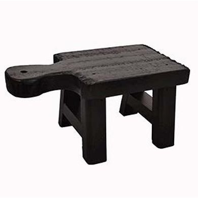 Storied Home Black Wooden Pedestal with Handle Table Decor