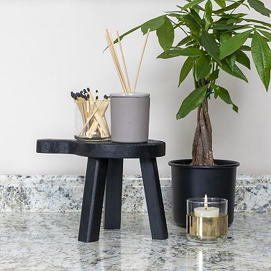 Storied Home Decorative Black Wooden Pedestal Table Decor
