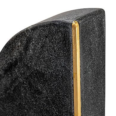 Storied Home Boho Arched Semicircle Brass Detail Marble Bookends 2-pc. Set
