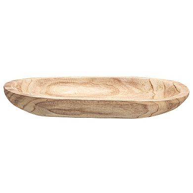 Storied Home Hand-Carved Paulownia Wood Bowl