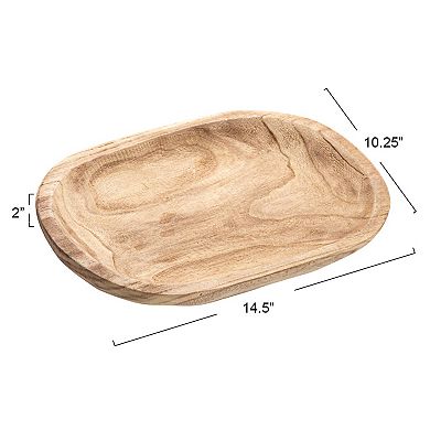 Storied Home Hand-Carved Paulownia Wood Bowl