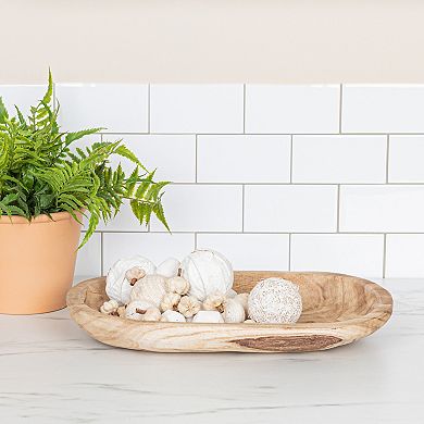 Storied Home Hand-Carved Paulownia Wood Bowl