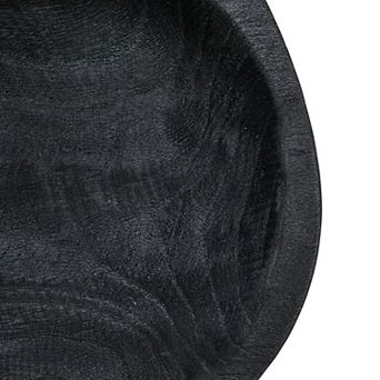 Storied Home Hand-Carved Paulownia Black Wood Bowl