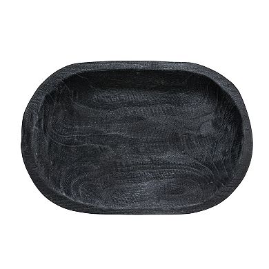 Storied Home Hand-Carved Paulownia Black Wood Bowl