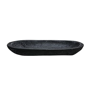 Storied Home Hand-Carved Paulownia Black Wood Bowl