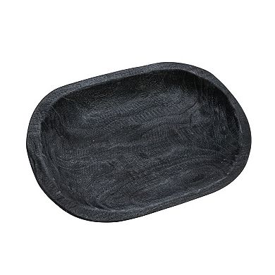 Storied Home Hand-Carved Paulownia Black Wood Bowl