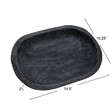 Storied Home Hand-Carved Paulownia Black Wood Bowl