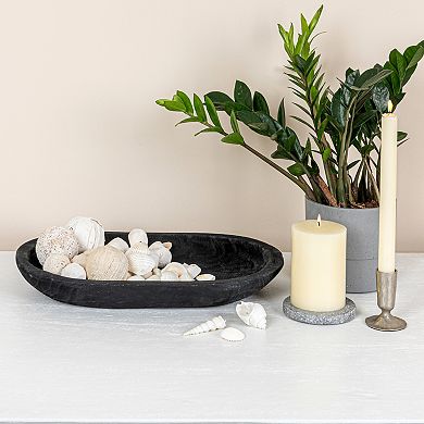 Storied Home Hand-Carved Paulownia Black Wood Bowl