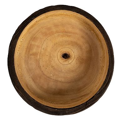 Storied Home Round Marbled Finish Paulownia Wood Decorative Bowl Table Decor