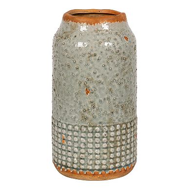 Storied Home Round Distressed Terra Cotta Hobnail Planter Vase Table Decor